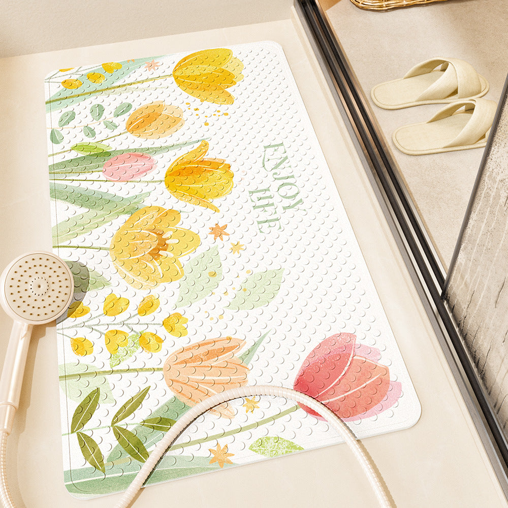 Beautiful Garden PVC Bathroom Anti-slip Mat With Bottom Suction Cups 02