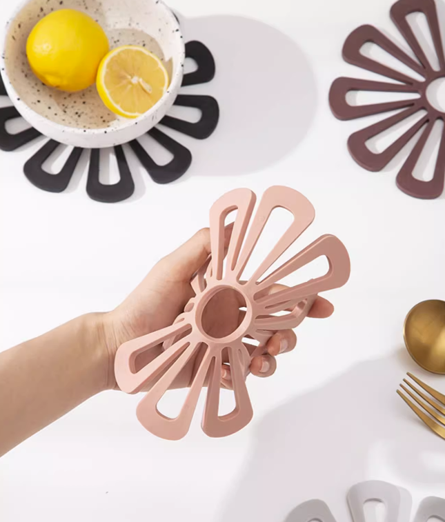 Coloured PVC Flowers Placemats With Wooden Storage Stand - Image 5