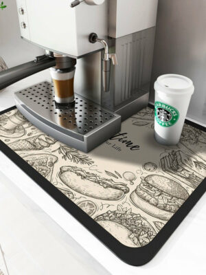 Vintage Checkered Absorbent Placemats For Kitchen, Coffee Machine, Bar