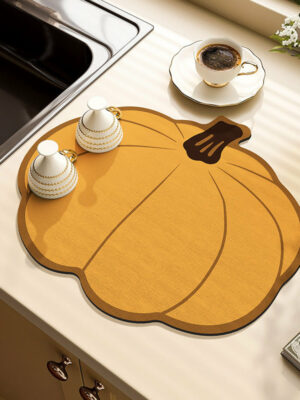Pumpkin Techno Fabric Water Control Mats Sink Cup Draining Mat Restaurant Kitchen Countertop Absorbent Mats