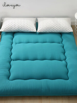 Sapphire Blue Solid Colour Thickened Futon Floor Mattress Foldable Camping Portable Roll-up Mattress Sleeping Mat 07