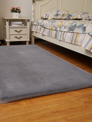 Light Grey Quality Faux Rabbit Fur Plush Soft Shaggy Rugs For Living Room Nursery Bedroom Bedside Rugs Floor Mats