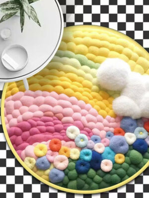 3D Round Thick Faux Cashmere Water-Absorbent Living Room Coffee Table Carpet Plush Bedroom mats 02