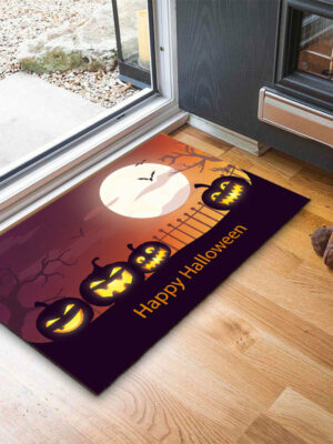 Halloween Funny Ghost Face Cartoon Pumpkin Footbed Home Anti-slip Carpet 02