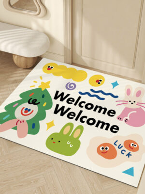Cute Graffiti WELCOME Entrance Cuttable Stain and Slip Resistant Household Floor Mat 02