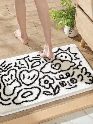 Abstract Graffiti Super Soft Flocking Bathroom Mat Absorbent Anti-slip Bathroom Carpet 03