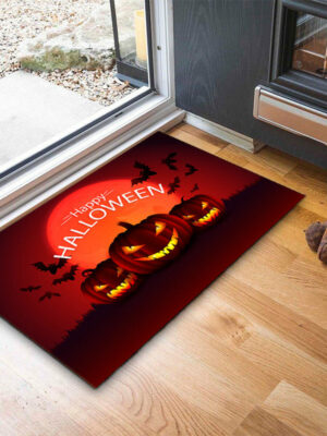 Halloween Funny Ghost Face Cartoon Pumpkin Footbed Home Anti-slip Carpet 04