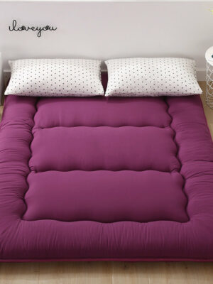 Red-Purple Solid Colour Thickened Futon Floor Mattress Foldable Camping Portable Roll-up Mattress Sleeping Mat 09