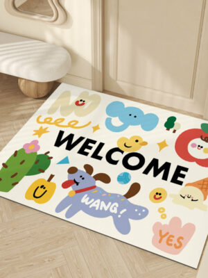Cute Graffiti WELCOME Entrance Cuttable Stain and Slip Resistant Household Floor Mat 04