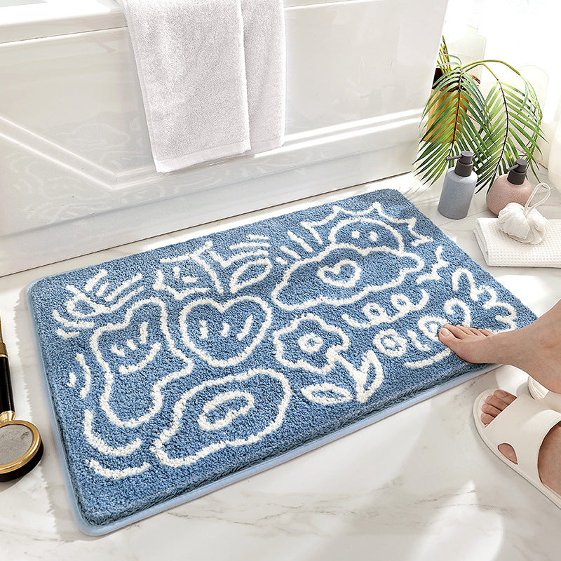 Abstract Graffiti Super Soft Flocking Bathroom Mat Absorbent Anti-slip Bathroom Carpet 02