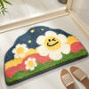 Irregular Colorful Smile Sunshine Extra Soft Flocking Bath Mats Absorbent Non-Slip Bathroom Rugs