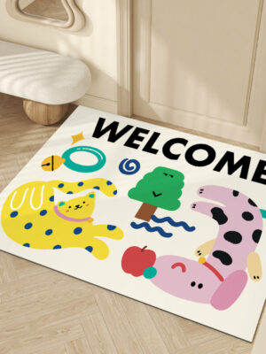 Cute Graffiti WELCOME Entrance Cuttable Stain and Slip Resistant Household Floor Mat 05