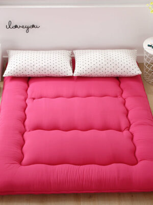 Red-PInk Solid Colour Thickened Futon Floor Mattress Foldable Camping Portable Roll-up Mattress Sleeping Mat 08