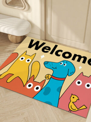 Cute Graffiti WELCOME Entrance Cuttable Stain and Slip Resistant Household Floor Mat 06