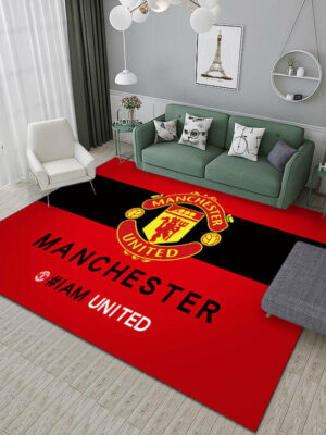 Manchester FC® Logo - Football Red Mats For Bedroom Children's Room Sofa Mat Easy Care Floor Mats