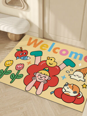 Cute Graffiti WELCOME Entrance Cuttable Stain and Slip Resistant Household Floor Mat 07