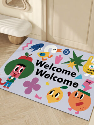 Cute Graffiti WELCOME Entrance Cuttable Stain and Slip Resistant Household Floor Mat 09