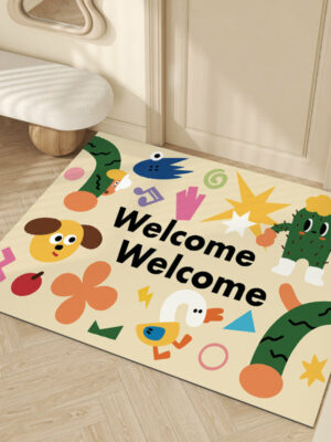 Cute Graffiti WELCOME Entrance Cuttable Stain and Slip Resistant Household Floor Mat 10