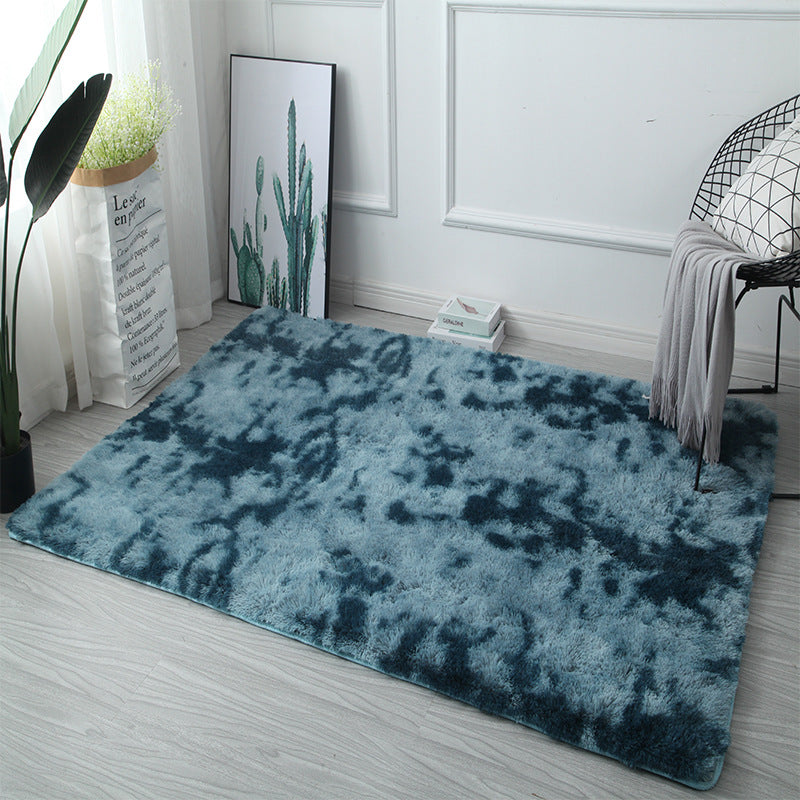 Gradient Dark Blue Colour Modern Plain Carpet Bedroom Living Room Sofa Rugs Soft Plush Shaggy Rugs - Image 2