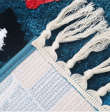 Blue Bohemian Tassels Extra Soft Flocking Bath Mats Absorbent Non-Slip Bathroom Rugs 09 - Image 6