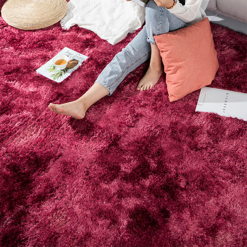 Gradient Red Colour Modern Plain Carpet Bedroom Living Room Sofa Rugs Soft Plush Shaggy Rugs - Image 2