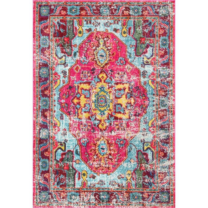 Traditional Vintage Pink Area Rug Carpet for Living Room Hall - Image 2