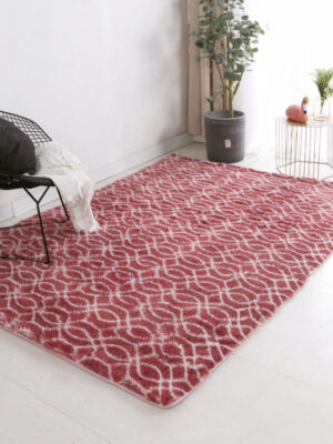 Red Soft Comfortable Geometric Plush Shaggy Rugs Bedroom Living Room Bedside Rug Floor Mat 10