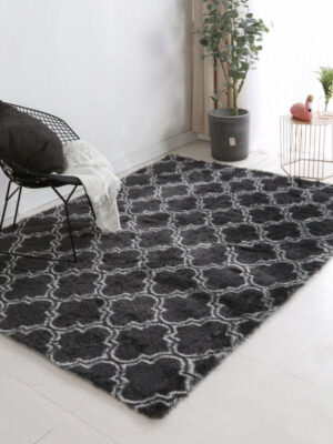 Dark Grey Comfortable Geometric Plush Shaggy Rugs Bedroom Living Room Bedside Rug Floor Mat 12