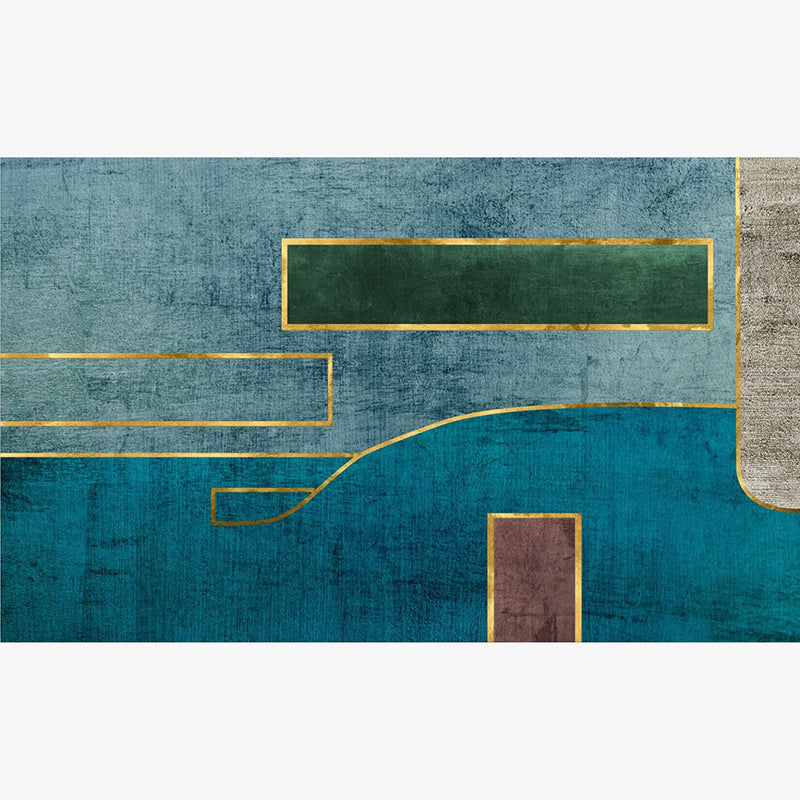 Blue Green Modern Contemporary Simple Geometric Rugs for Living Room Dining Room Bedroom - Image 2