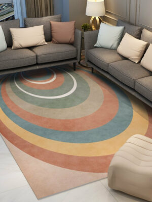 Colourful Rainbow Modern Contemporary Geometric Rugs for Living Room Dining Room Bedroom