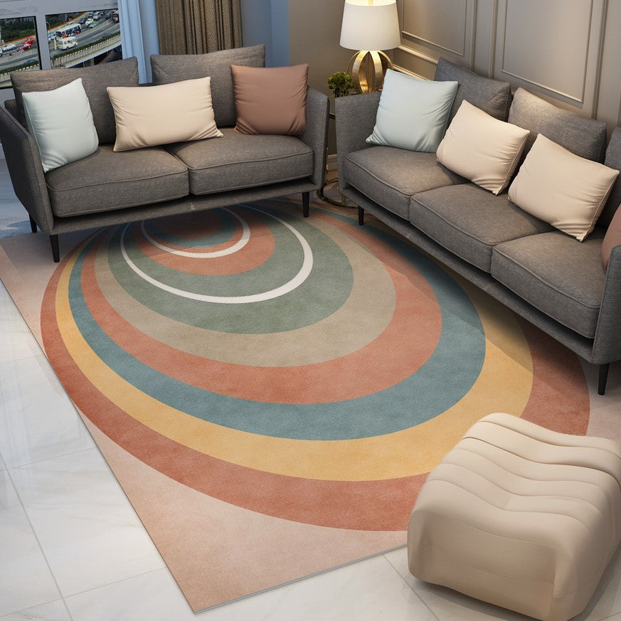 Colourful Rainbow Modern Contemporary Geometric Rugs for Living Room Dining Room Bedroom