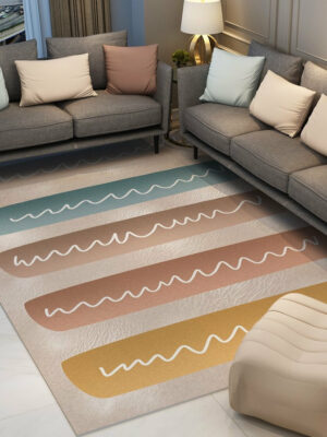 Colourful Modern Contemporary Striped Rugs for Living Room Dining Room Bedroom Kids Room