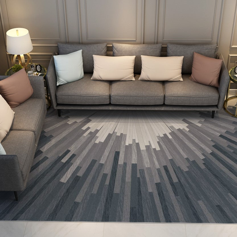 Grey Modern Contemporary Geometric Striped Rugs for Living Room Dining Room Bedroom Hall - Image 2