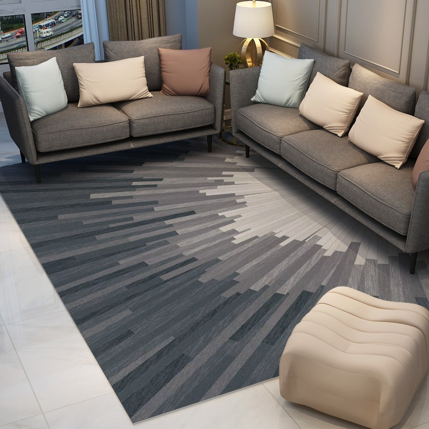 Grey Modern Contemporary Geometric Striped Rugs for Living Room Dining Room Bedroom Hall - Image 3