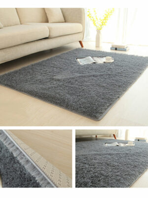Silver-grey Colour Modern Plain Carpet Bedroom Living Room Sofa Rugs Soft Plush Shaggy Rugs