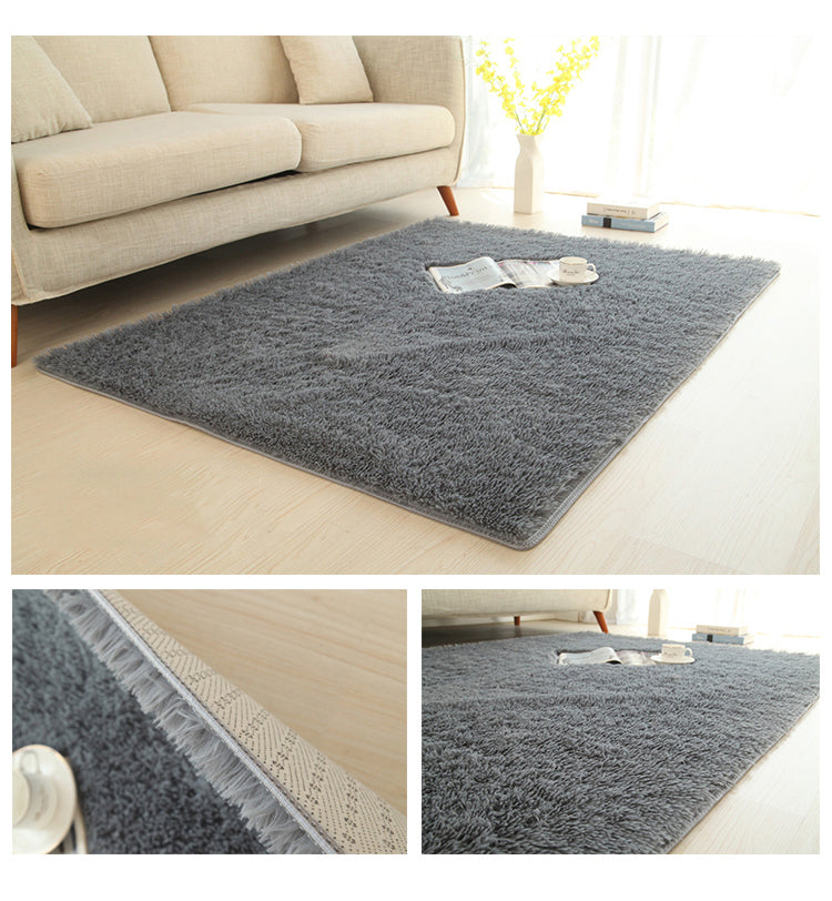 Silver-grey Colour Modern Plain Carpet Bedroom Living Room Sofa Rugs Soft Plush Shaggy Rugs