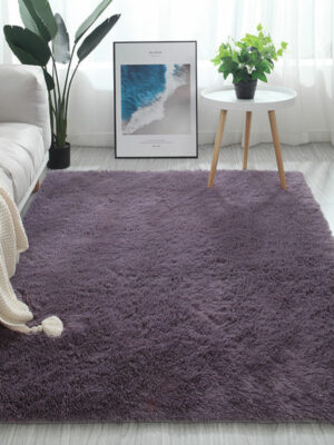 Greyish-Purple Colour Modern Plain Carpet Bedroom Living Room Sofa Rugs Soft Plush Shaggy Rugs