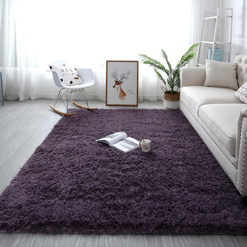 Greyish-Purple Colour Modern Plain Carpet Bedroom Living Room Sofa Rugs Soft Plush Shaggy Rugs - Image 2