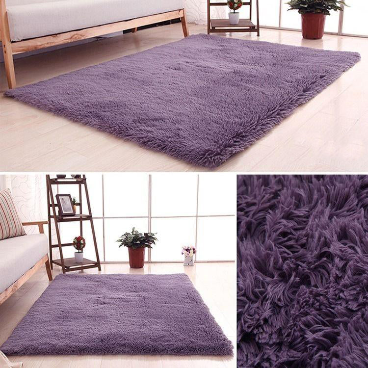 Greyish-Purple Colour Modern Plain Carpet Bedroom Living Room Sofa Rugs Soft Plush Shaggy Rugs - Image 4