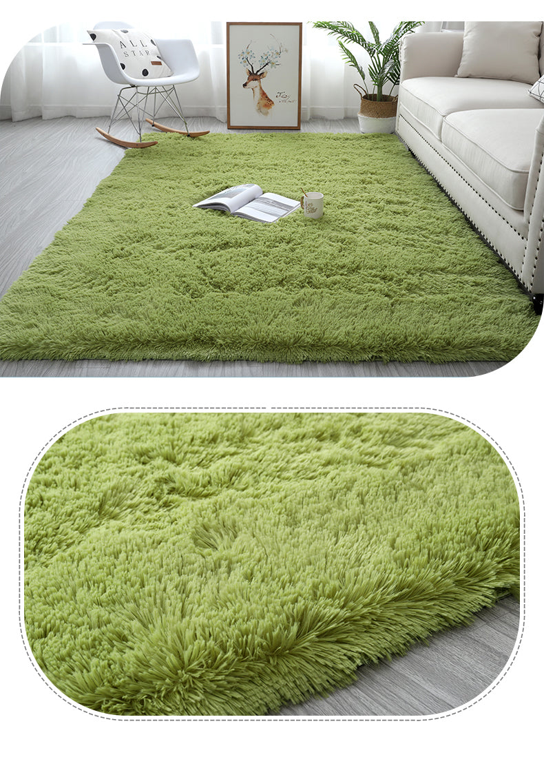 Grass-Green Colour Modern Plain Carpet Bedroom Living Room Sofa Rugs Soft Plush Shaggy Rugs - Image 4