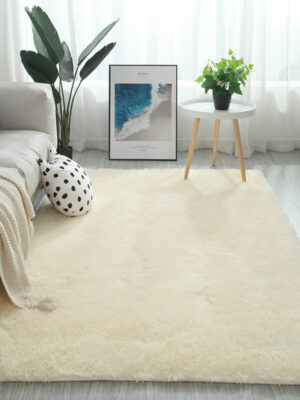 Beige-Yellow Colour Modern Plain Carpet Bedroom Living Room Sofa Rugs Soft Plush Shaggy Rugs