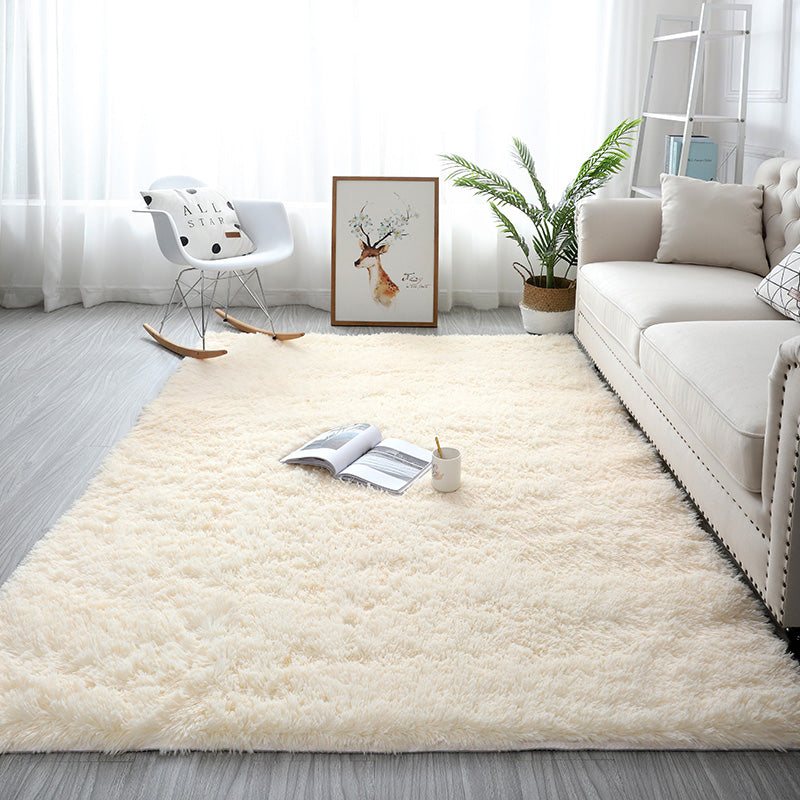 Beige-Yellow Colour Modern Plain Carpet Bedroom Living Room Sofa Rugs Soft Plush Shaggy Rugs - Image 2