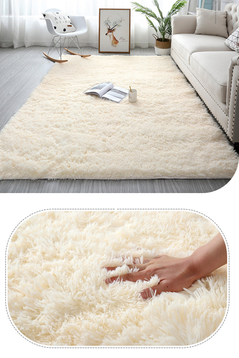 Beige-Yellow Colour Modern Plain Carpet Bedroom Living Room Sofa Rugs Soft Plush Shaggy Rugs - Image 3
