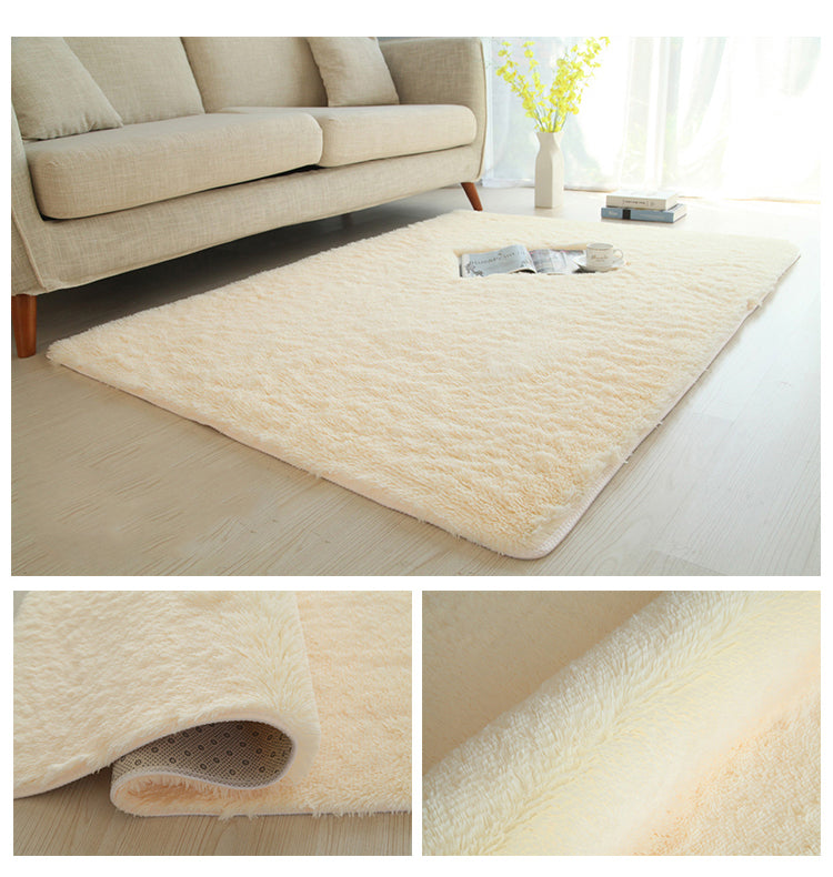 Beige-Yellow Colour Modern Plain Carpet Bedroom Living Room Sofa Rugs Soft Plush Shaggy Rugs - Image 4