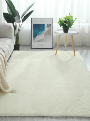 Beige White Colour Modern Plain Carpet Bedroom Living Room Sofa Rugs Soft Plush Shaggy Rugs