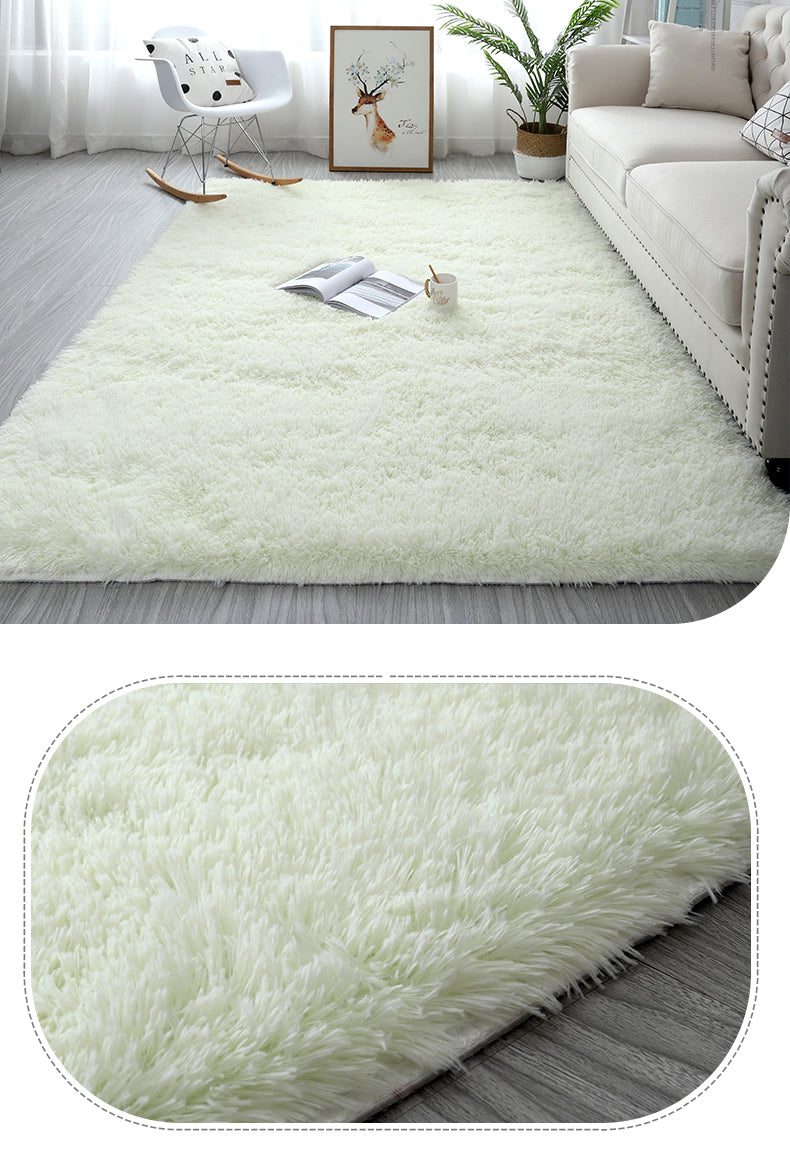 Beige White Colour Modern Plain Carpet Bedroom Living Room Sofa Rugs Soft Plush Shaggy Rugs - Image 3