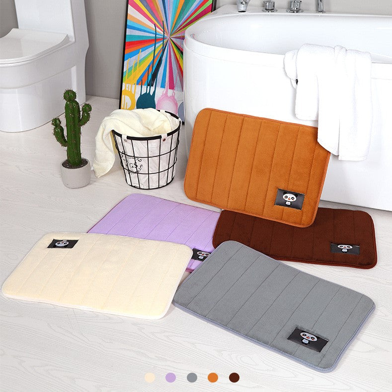 Quality Grey Soft Shaggy Panda Patterned Plain Floor Rugs Entryway Bathroom Doormats Anti-slip Mat - Image 3