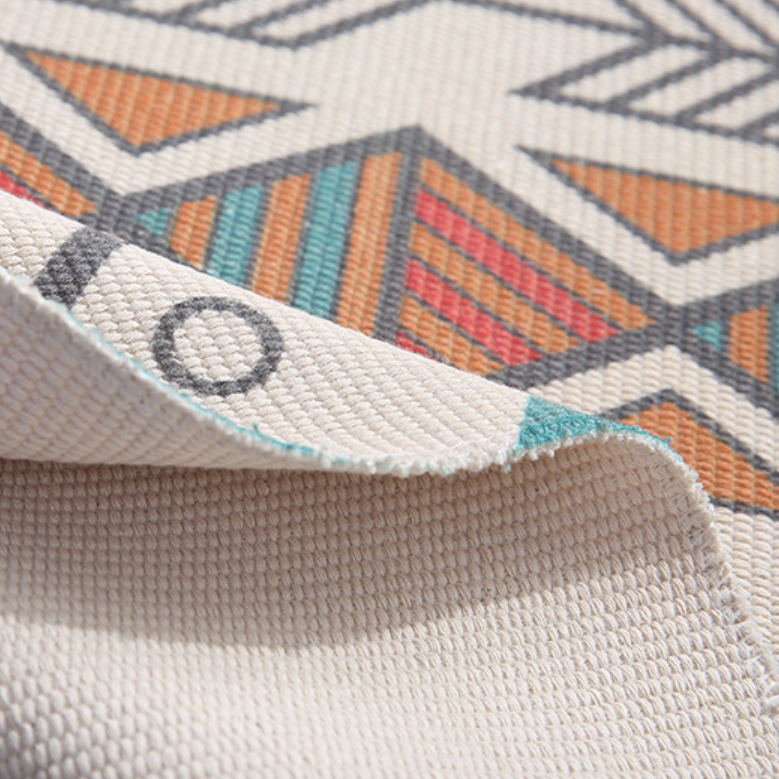 Colourful Geometric Cotton Area Rug with Tassel Hand Woven Floor Carpet Rug for Living Room Bedroom 06 - Image 4