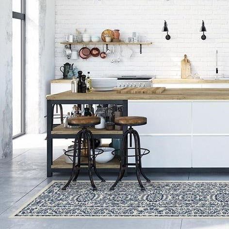 Blue Traditional Floral Rugs Runners for Living Room Bedroom Hall Office Machine Washable - Image 2