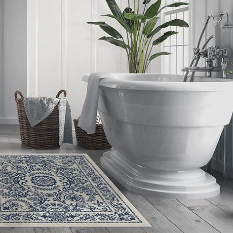 Blue Traditional Floral Rugs Runners for Living Room Bedroom Hall Office Machine Washable - Image 5